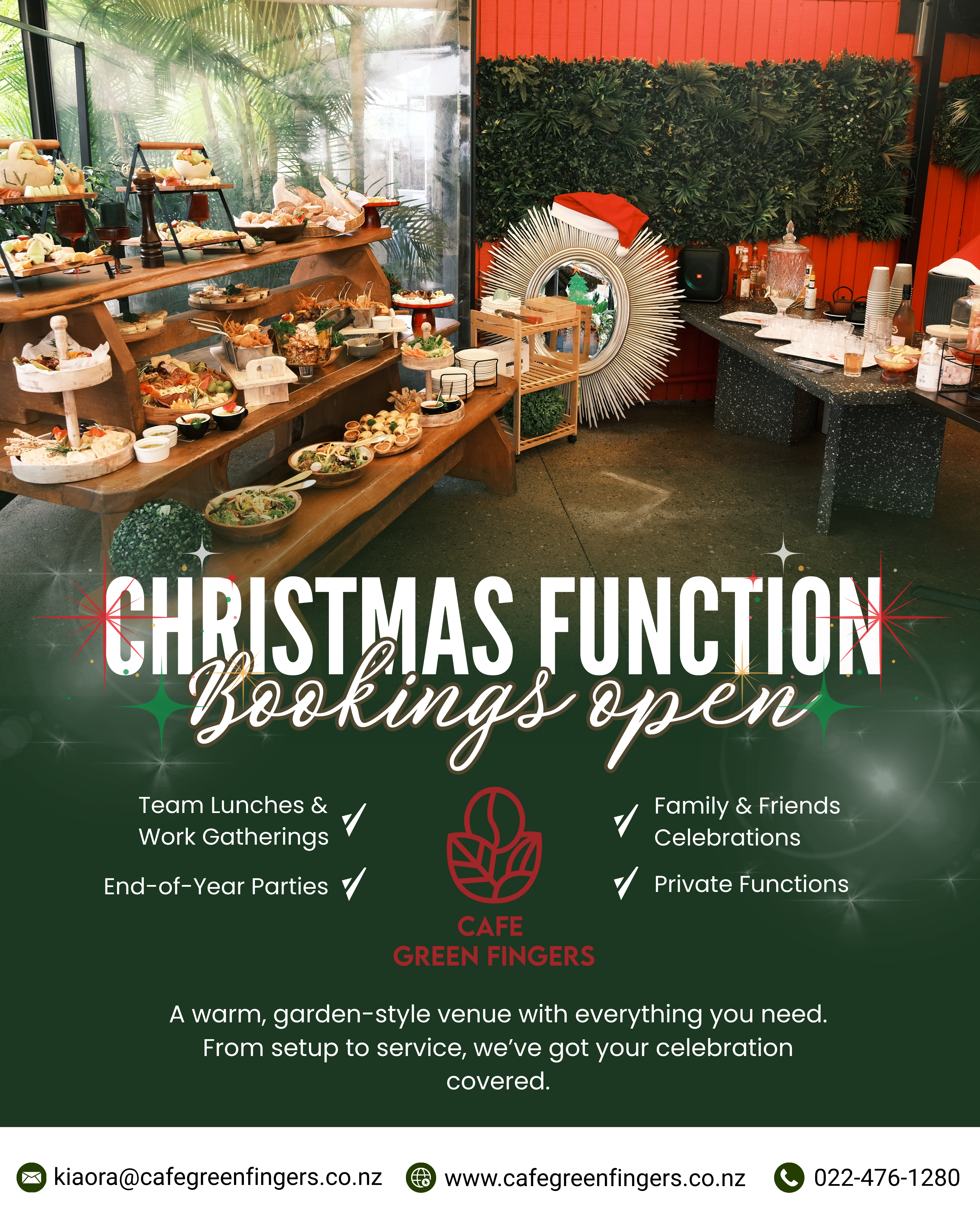 Christmas Functions at Cafe Greenfingers — Book Your Garden Celebration!